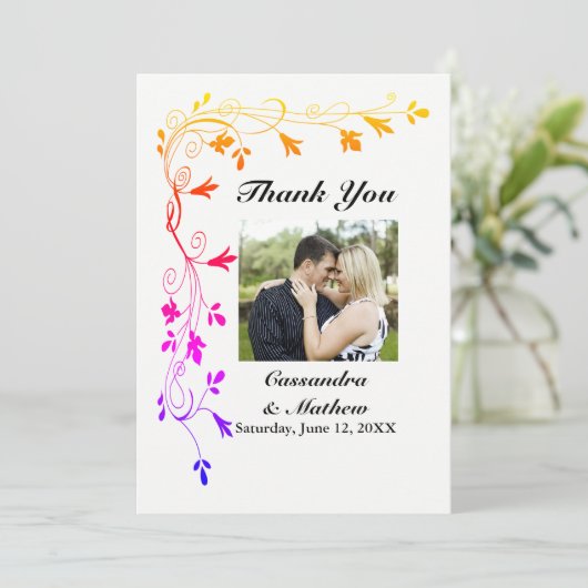 写真カラフルサンキューカードのフローラつる植物 サンキューカード (スタンド正面)