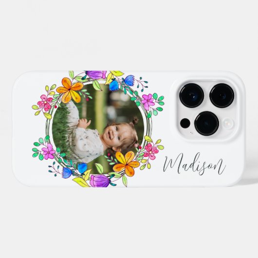写真カラフルシンプルモダンパーソナライズされたフローラ Case-Mate iPhoneケース (裏面 (横))
