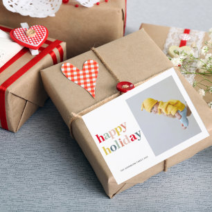 写真カラフル付きハッピーホリデー ポストカード