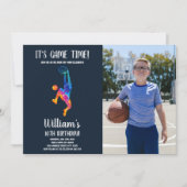 写真カラフル付きバスケットボール誕生日招待状 招待状 (正面)