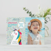 写真カラフル付きユニコーン誕生日カード 招待状 (スタンド正面)
