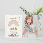 写真カラフル付きレインボー誕生日招待状 招待状 (スタンド正面)