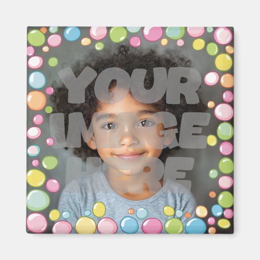 写真カラフル用おもしろいパステル縁どバブルフレーム マグネット (正面)