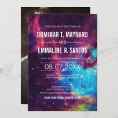 写真カラフル銀河系結婚式招待状 招待状 (正面/裏面)