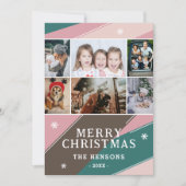 写真カラフル6家族ストライプメリークリスマス シーズンカード (正面)
