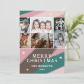 写真カラフル6家族ストライプメリークリスマス シーズンカード (スタンド正面)