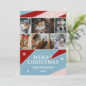 写真カラフル6家族ストライプメリークリスマス シーズンカード (スタンド正面)