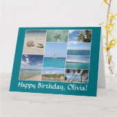 写真カリブのコラージュカスタマイズ*名前 カード (黄色い花)