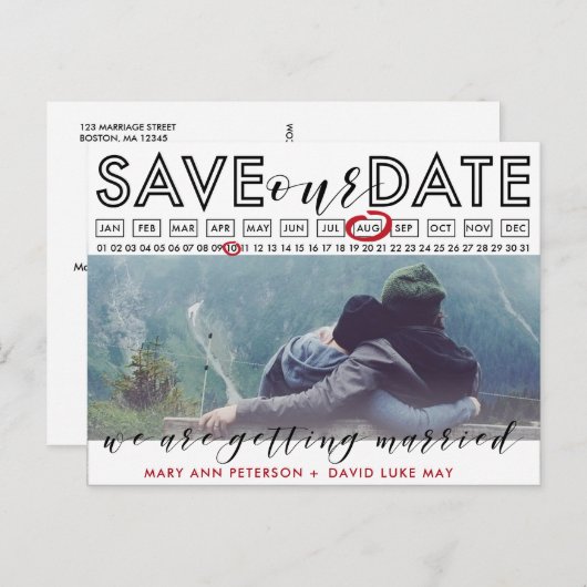 写真カレンダー付きの写真ポストカードを保存 案内ポストカード (正面/裏面)