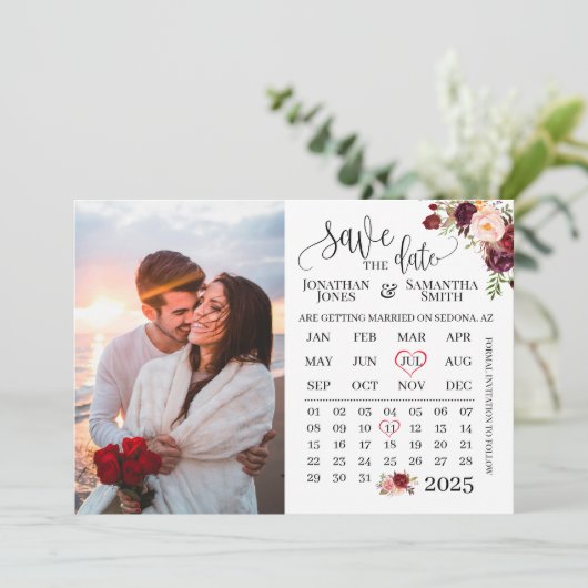 写真カレンダーmarsalaの日付を結婚保存 招待状 (スタンド正面)