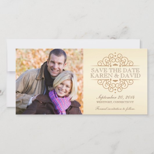 写真カードをスクロールする日付ヴィンテージを保存する セーブザデート (正面)