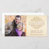 写真カードをスクロールする日付ヴィンテージを保存する セーブザデート (正面/裏面)