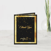 写真カード誕生日黒金ゴールド紙吹雪 サンキューカード (正面)