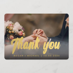 写真カード金ゴールドの原稿ありがとう サンキューカード