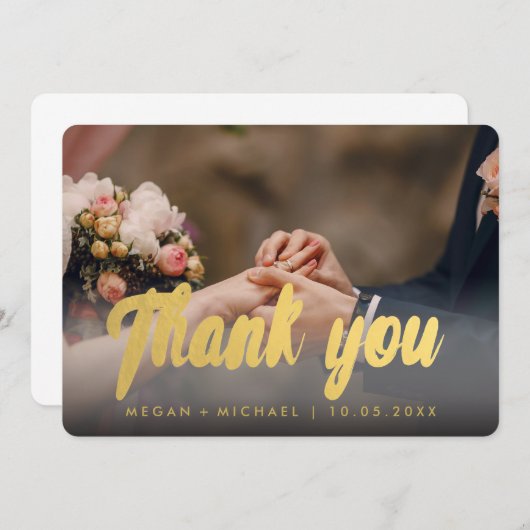 写真カード金ゴールドの原稿ありがとう サンキューカード (正面/裏面)