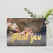 写真カード金ゴールドの原稿ありがとう サンキューカード (スタンド正面)