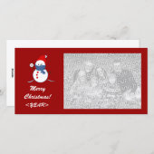 写真カード-クリスマスの野球の雪だるま シーズンカード (正面/裏面)