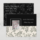 写真カード、ブラックホワイトのセーブザデートポストカード 案内ポストカード (正面/裏面)