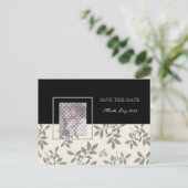 写真カード、ブラックホワイトのセーブザデートポストカード 案内ポストカード (スタンド正面)