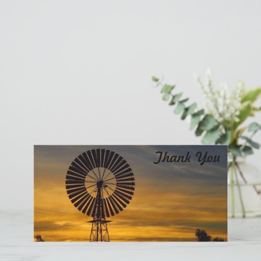 写真カード-風車の日没ありがとう サンキューカード (スタンド正面)