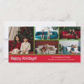 写真カード: 5枚のコラージュでハッピーホリデー シーズンカード (正面)