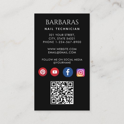 写真ガーリーモダンネイルアーティスト技術者QRコード 名刺 (裏面)