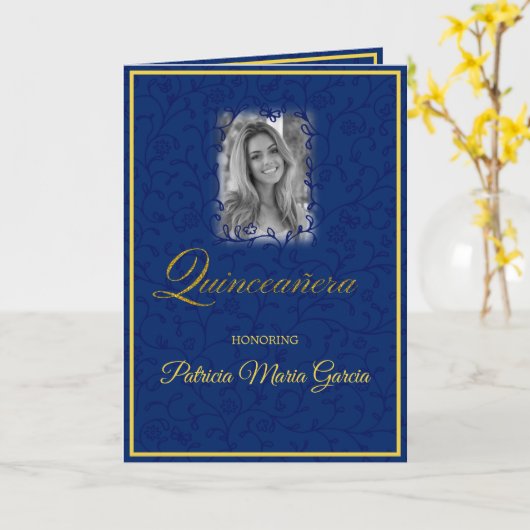 写真キンセアニェラを持つロイヤルブルーの花のつる植物 カード (黄色い花)