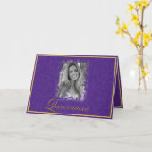 写真キンセアニェラを持つ王室のな紫色の花のつる植物 カード (黄色い花)