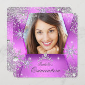 写真キンセアニェラパープルピンクウィンターワンダーランド 招待状 (正面/裏面)