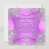 写真キンセアニェラパープルピンクウィンターワンダーランド 招待状 (裏面)