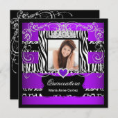写真キンセアニェラ紫ホワイトブラックゼブラカウズ 招待状 (正面/裏面)