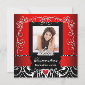 写真キンセアニェラ15誕生日レッドゼブラ 招待状 (正面)