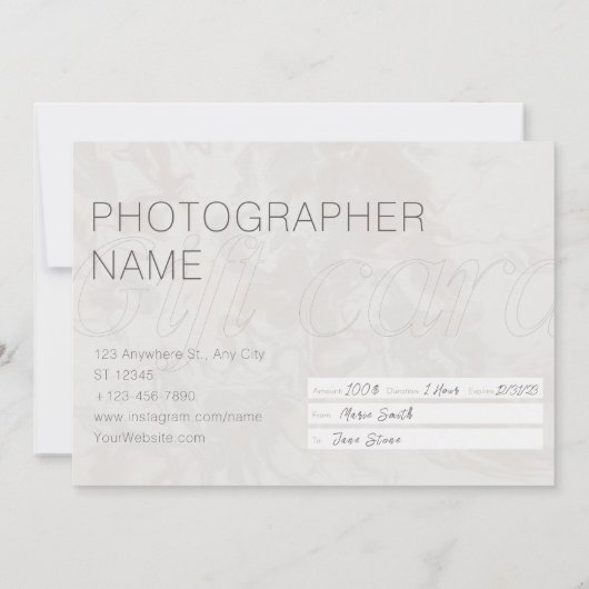 写真ギフトカード、ミニマル写真撮影カード 招待状 (裏面)
