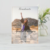 写真クラシックファンシー卒業お祝い付き 招待状 (スタンド正面)