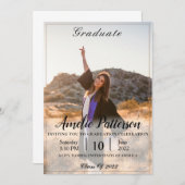 写真クラシックファンシー卒業お祝い付き 招待状 (正面/裏面)