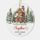 写真クラシック一緒に初めてのクリスマス セラミックオーナメント (左)