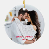 写真クラシック一緒に初めてのクリスマス セラミックオーナメント (裏面)