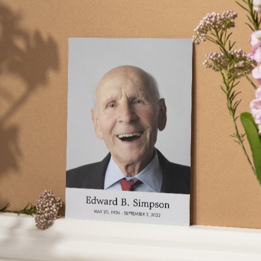 写真クラシック付きグレー葬儀祈りの言葉カード エンクロージャーカード