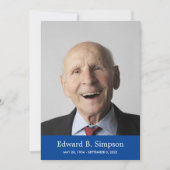 写真クラシック付き生活のお祝いブルー 招待状 (正面)