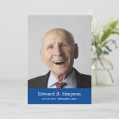 写真クラシック付き生活のお祝いブルー 招待状 (スタンド正面)