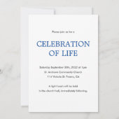 写真クラシック付き生活のお祝いブルー 招待状 (裏面)