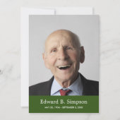 写真クラシック付き生活のお祝い緑 招待状 (正面)