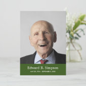 写真クラシック付き生活のお祝い緑 招待状 (スタンド正面)