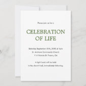 写真クラシック付き生活のお祝い緑 招待状 (裏面)