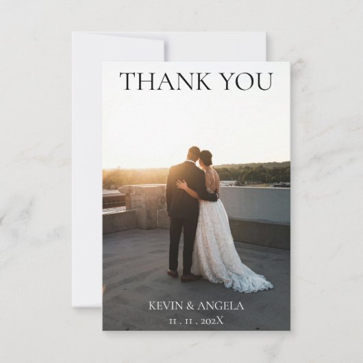 写真クラシック付き結婚のScriptのサンキューカード 出欠カード (正面)