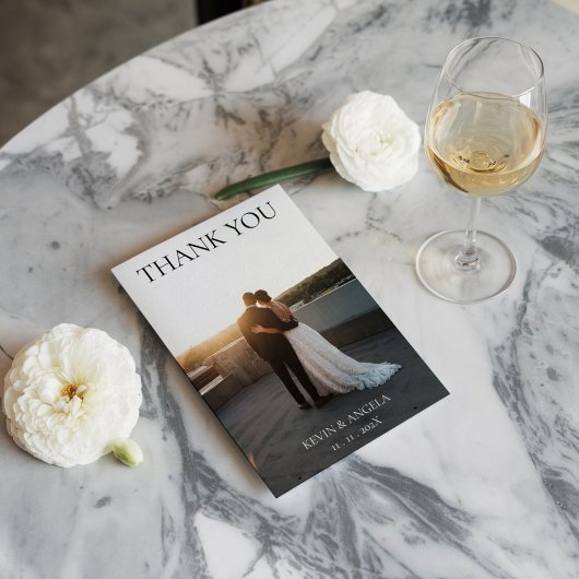 写真クラシック付き結婚のScriptのサンキューカード 出欠カード