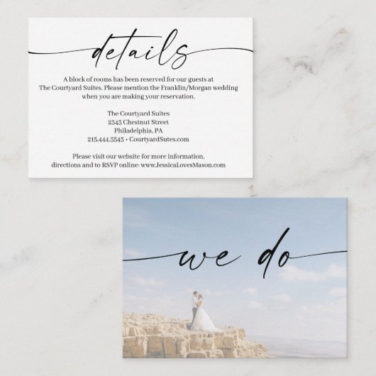 写真クラシック付き結婚詳細カード エンクロージャーカード (正面/裏面)