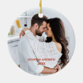 写真クラシック初めてのクリスマス結婚した セラミックオーナメント (裏面)