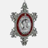 写真クラシック枠をスクロールする(シルバー) スノーフレークピューターオーナメント (左)