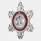 写真クラシック枠をスクロールする(シルバー) スノーフレークピューターオーナメント (右)